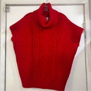 Callahan Red Sleeveless Sweater Chunky Knit Ribbed Poncho Vest Oversized Boxy M